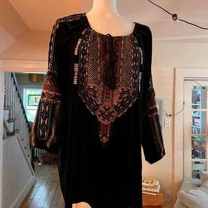 Stunning Johnny Was velvet tunic XS